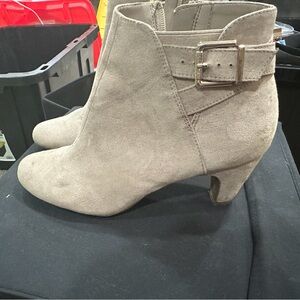 Sam & Libby Tan Ankle Booties with Buckle
